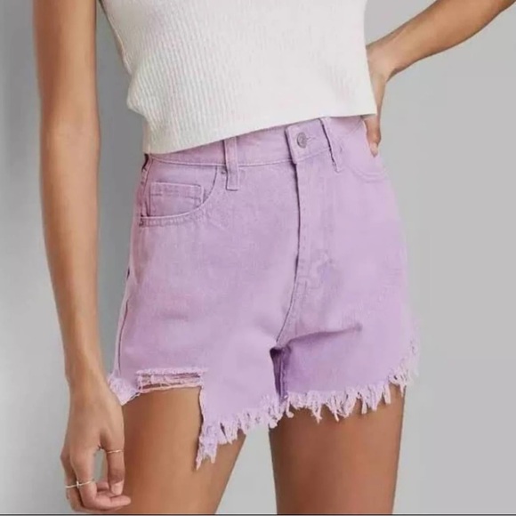 Wild Fable Highest Rise Lilac Distressed Denim Shorts EUC - Picture 1 of 12
